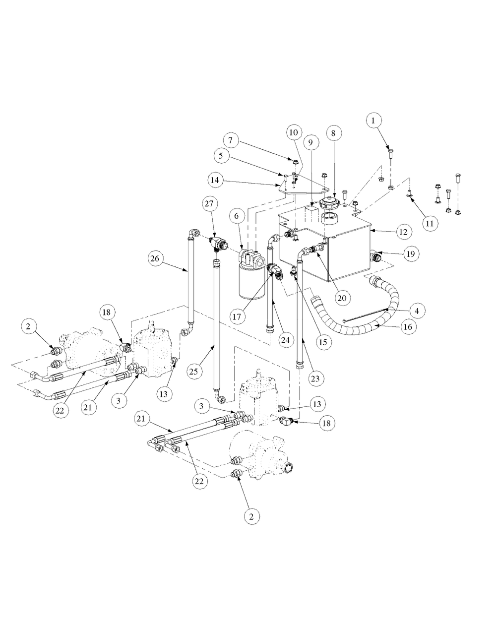Hydro Pump Assembly Diagram and Parts List for M48-HN 53BB5E6V750-20-HP-OHV Cub Cadet Lawn Tractor